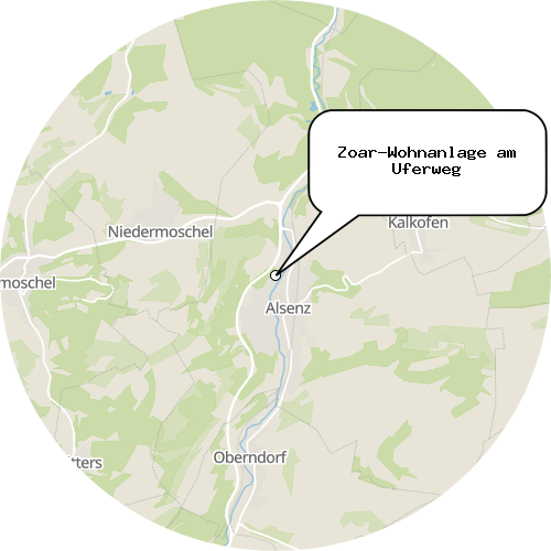 Kartenausschnitt für die Firma Zoar-Wohnanlage am Uferweg