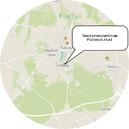 Kartenausschnitt für die Firma Seniorenzentrum Pulsnitztal