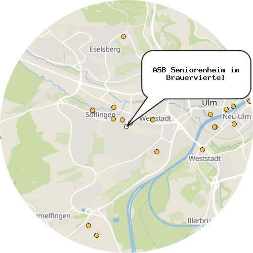 Kartenausschnitt für die Firma ASB Seniorenheim im Brauerviertel