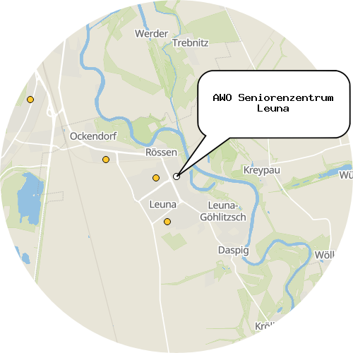 Kartenausschnitt für die Firma AWO Seniorenzentrum Leuna
