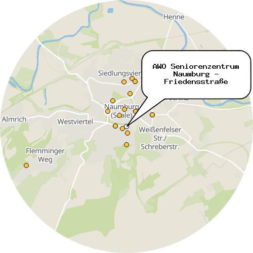 Kartenausschnitt für die Firma AWO Seniorenzentrum Naumburg - Friedensstraße