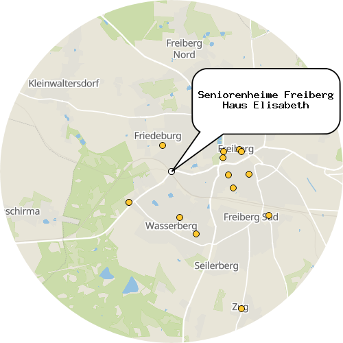 Kartenausschnitt für die Firma Seniorenheime Freiberg Haus Elisabeth