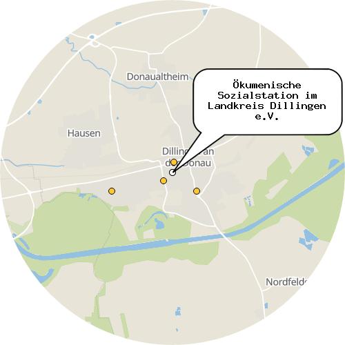 Kartenausschnitt für die Firma Ökumenische Sozialstation im Landkreis Dillingen e.V.