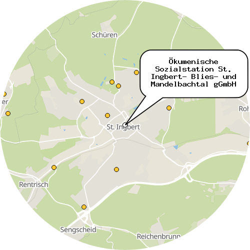 Kartenausschnitt für die Firma Ökumenische Sozialstation St. Ingbert- Blies- und Mandelbachtal gGmbH