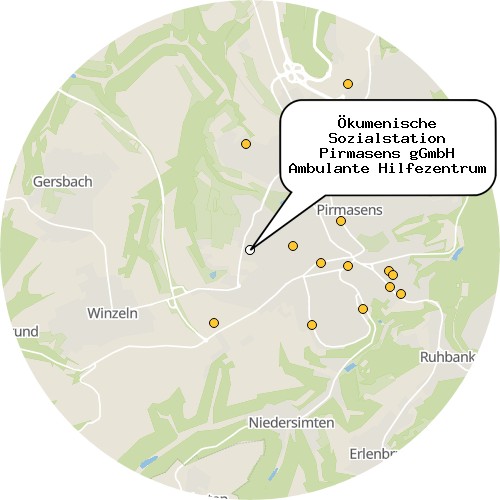 Kartenausschnitt für die Firma Ökumenische Sozialstation Pirmasens gGmbH Ambulante Hilfezentrum