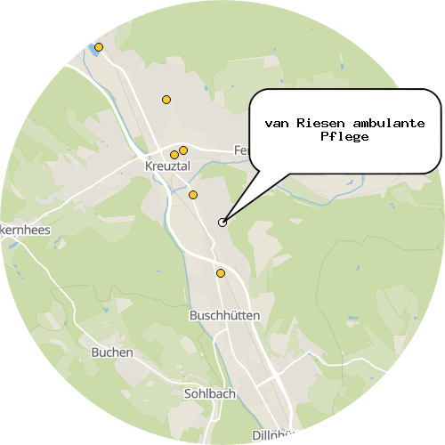 Kartenausschnitt für die Firma van Riesen ambulante Pflege