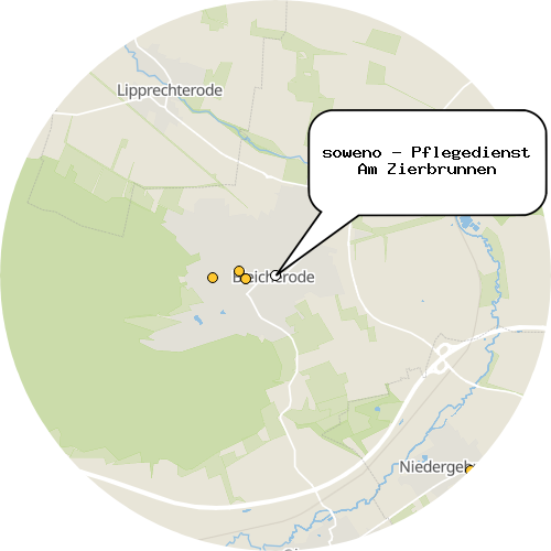 Kartenausschnitt für die Firma soweno - Pflegedienst Am Zierbrunnen