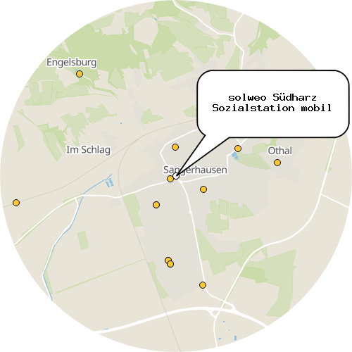 Kartenausschnitt für die Firma solweo Südharz Sozialstation mobil