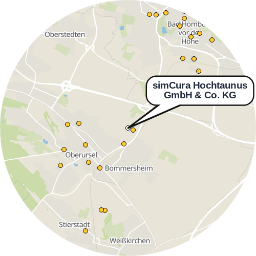 Kartenausschnitt für die Firma simCura Hochtaunus GmbH & Co. KG