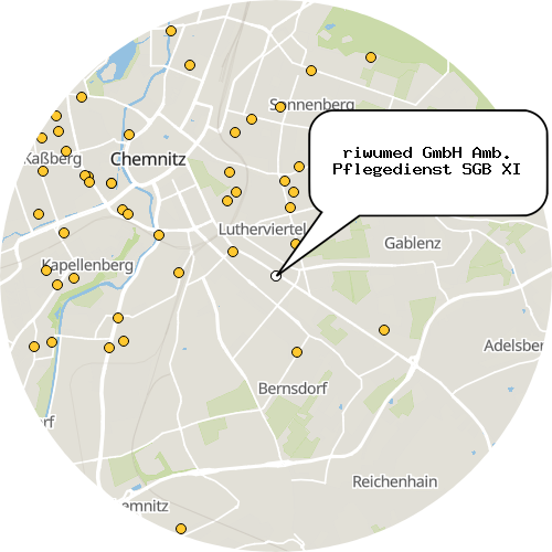 Kartenausschnitt für die Firma riwumed GmbH Amb. Pflegedienst SGB XI