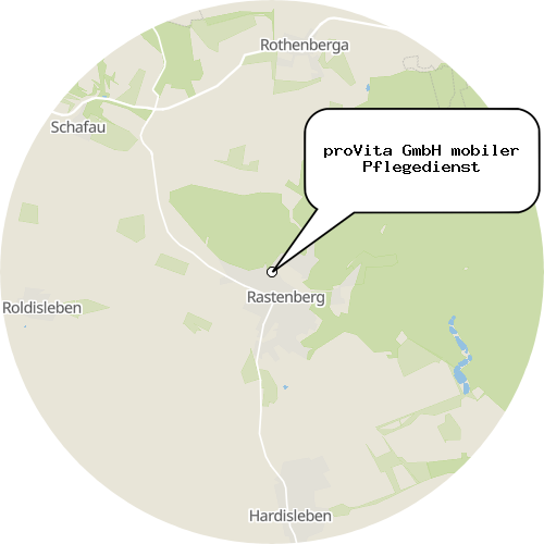 Kartenausschnitt für die Firma proVita GmbH mobiler Pflegedienst