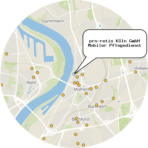 Kartenausschnitt für die Firma pro-retis Köln GmbH Mobiler Pflegedienst