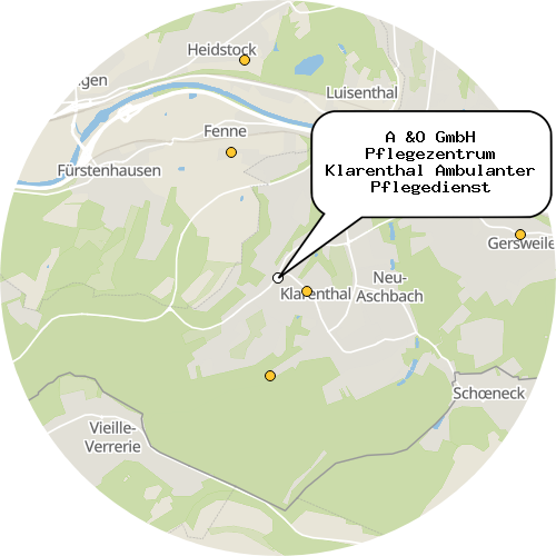 Kartenausschnitt für die Firma A &O GmbH Pflegezentrum Klarenthal Ambulanter Pflegedienst