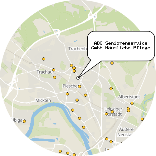 Kartenausschnitt für die Firma ADG Seniorenservice GmbH Häusliche Pflege
