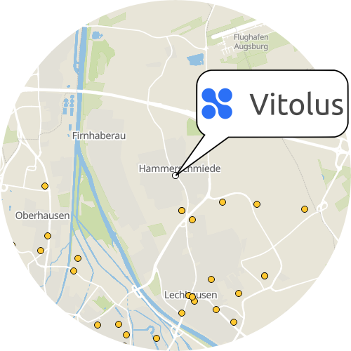 Kartenausschnitt für die Firma Vitolus Pflege Augsburg