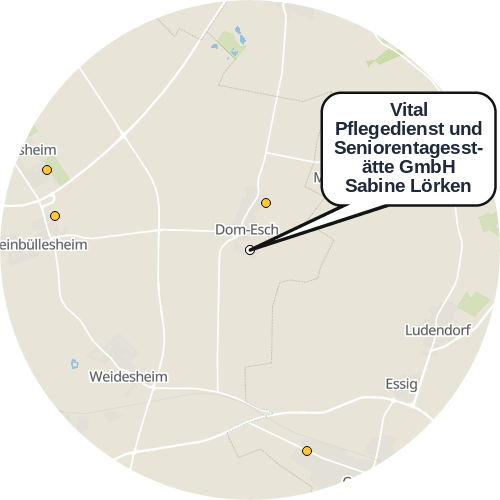 Kartenausschnitt für die Firma Vital Pflegedienst und Seniorentagesstätte GmbH Sabine Lörken