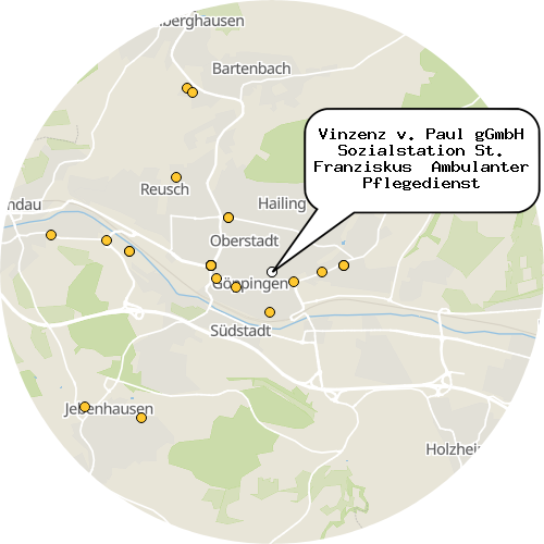 Kartenausschnitt für die Firma Vinzenz v. Paul gGmbH Sozialstation St. Franziskus  Ambulanter Pflegedienst