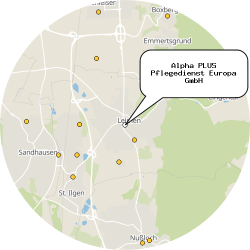 Kartenausschnitt für die Firma Alpha PLUS Pflegedienst Europa GmbH