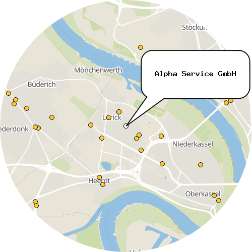 Kartenausschnitt für die Firma Alpha Service GmbH