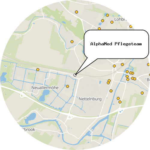 Kartenausschnitt für die Firma AlphaMed Pflegeteam