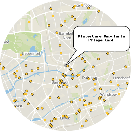 Kartenausschnitt für die Firma AlsterCare Ambulante Pflege GmbH