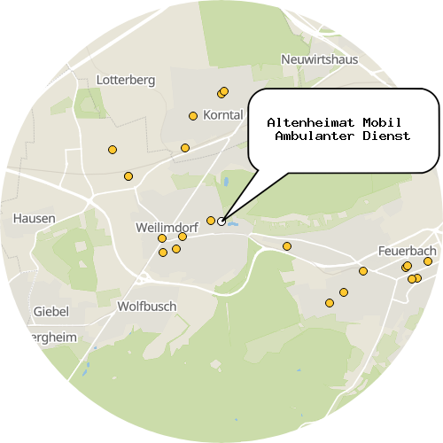 Kartenausschnitt für die Firma Altenheimat Mobil   Ambulanter Dienst