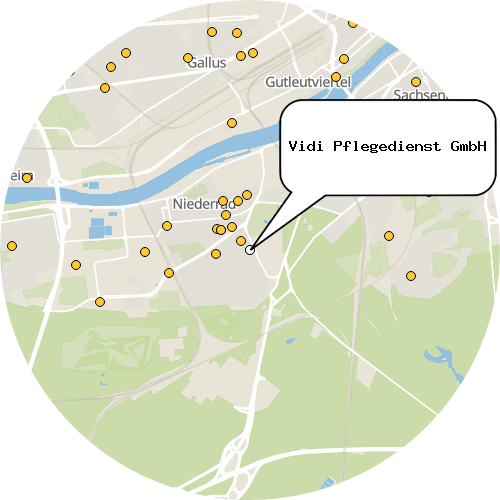 Kartenausschnitt für die Firma Vidi Pflegedienst GmbH