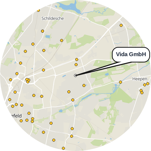 Kartenausschnitt für die Firma Vida GmbH