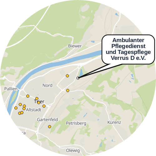 Kartenausschnitt für die Firma Ambulanter Pflegedienst und Tagespflege Verrus D e.V.