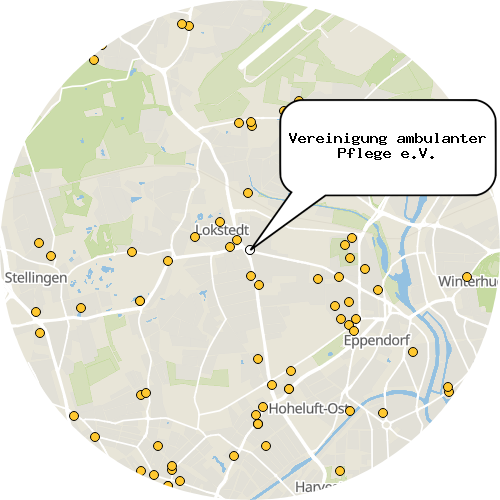 Kartenausschnitt für die Firma Vereinigung ambulanter Pflege e.V.