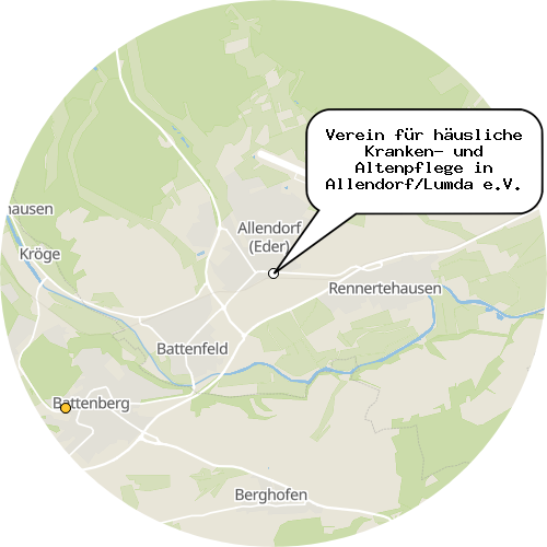 Kartenausschnitt für die Firma Verein für häusliche Kranken- und Altenpflege in Allendorf/Lumda e.V.