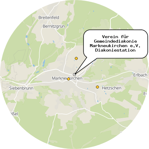 Kartenausschnitt für die Firma Verein für Gemeindediakonie Markneukirchen e.V. Diakoniestation