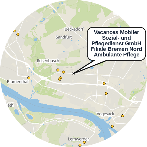 Kartenausschnitt für die Firma Vacances Mobiler Sozial- und Pflegedienst GmbH Filiale Bremen Nord Ambulante Pflege
