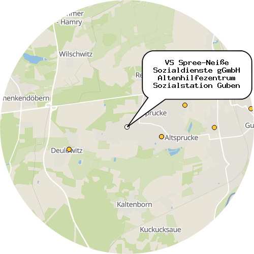 Kartenausschnitt für die Firma VS Spree-Neiße Sozialdienste gGmbH Altenhilfezentrum Sozialstation Guben