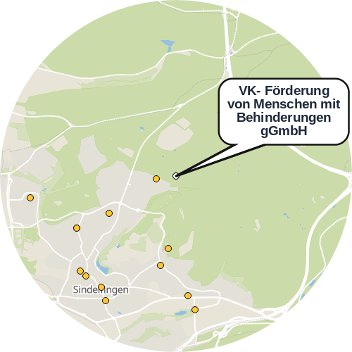 Kartenausschnitt für die Firma VK- Förderung von Menschen mit Behinderungen gGmbH