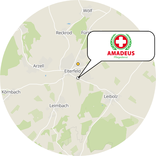 Kartenausschnitt für die Firma Amadeus Pflegedienst Eiterfeld GmbH