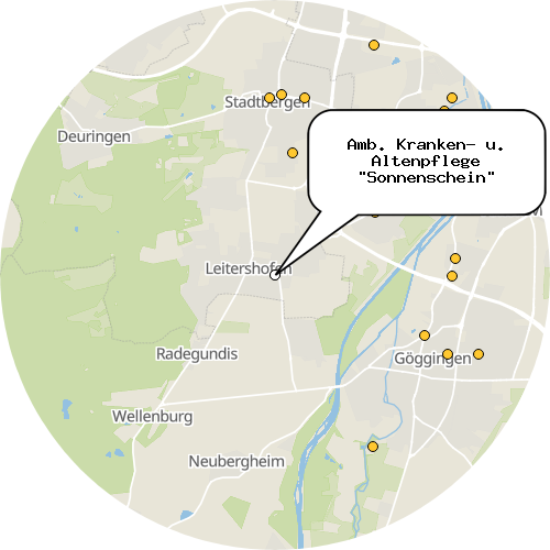Kartenausschnitt für die Firma Amb. Kranken- u. Altenpflege "Sonnenschein"