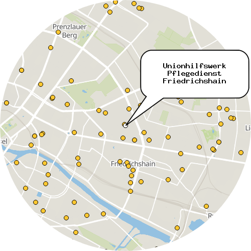 Kartenausschnitt für die Firma Unionhilfswerk Pflegedienst Friedrichshain