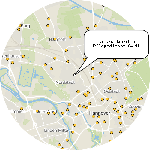 Kartenausschnitt für die Firma Transkultureller Pflegedienst GmbH