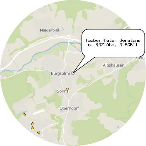 Kartenausschnitt für die Firma Tauber Peter Beratung n. §37 Abs. 3 SGB11