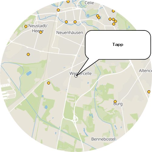 Kartenausschnitt für die Firma Tapp
