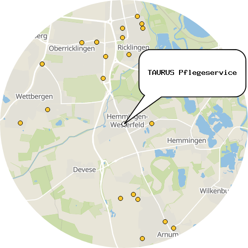 Kartenausschnitt für die Firma TAURUS Pflegeservice