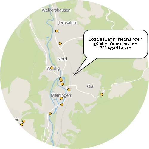 Kartenausschnitt für die Firma Sozialwerk Meiningen gGmbH Ambulanter Pflegedienst