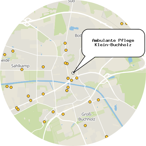 Kartenausschnitt für die Firma Ambulante Pflege Klein-Buchholz
