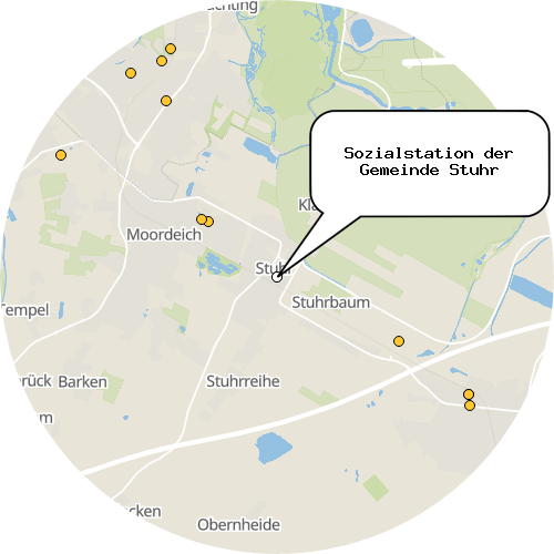 Kartenausschnitt für die Firma Sozialstation der Gemeinde Stuhr