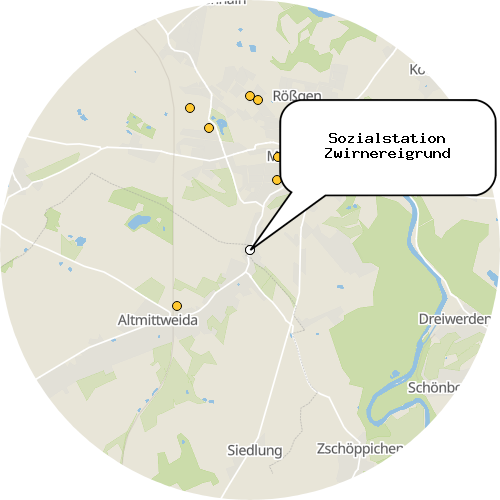 Kartenausschnitt für die Firma Sozialstation Zwirnereigrund