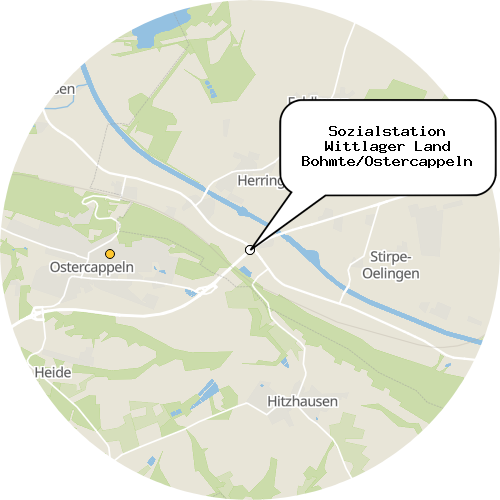 Kartenausschnitt für die Firma Sozialstation Wittlager Land Bohmte/Ostercappeln