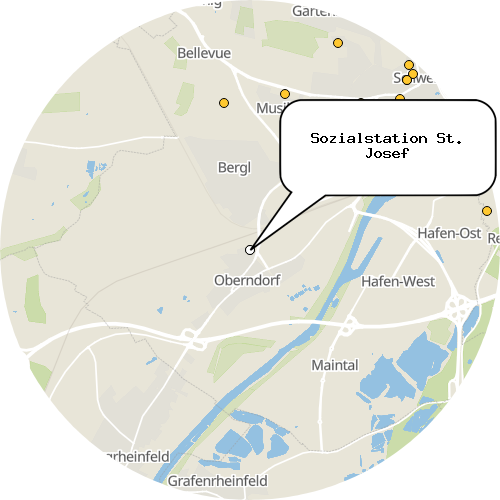 Kartenausschnitt für die Firma Sozialstation St. Josef