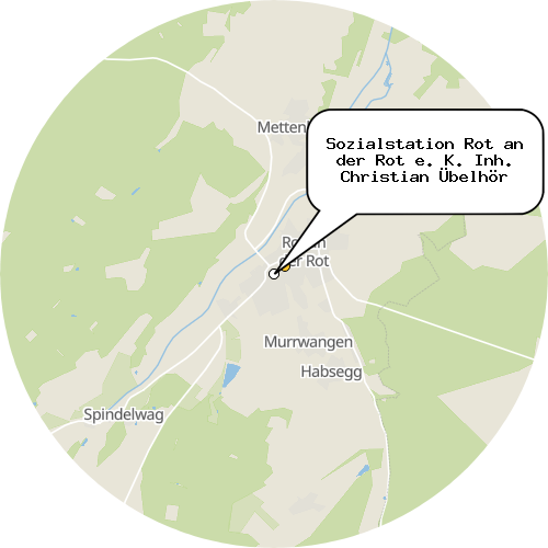 Kartenausschnitt für die Firma Sozialstation Rot an der Rot e. K. Inh. Christian Übelhör