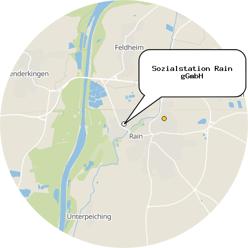 Kartenausschnitt für die Firma Sozialstation Rain gGmbH